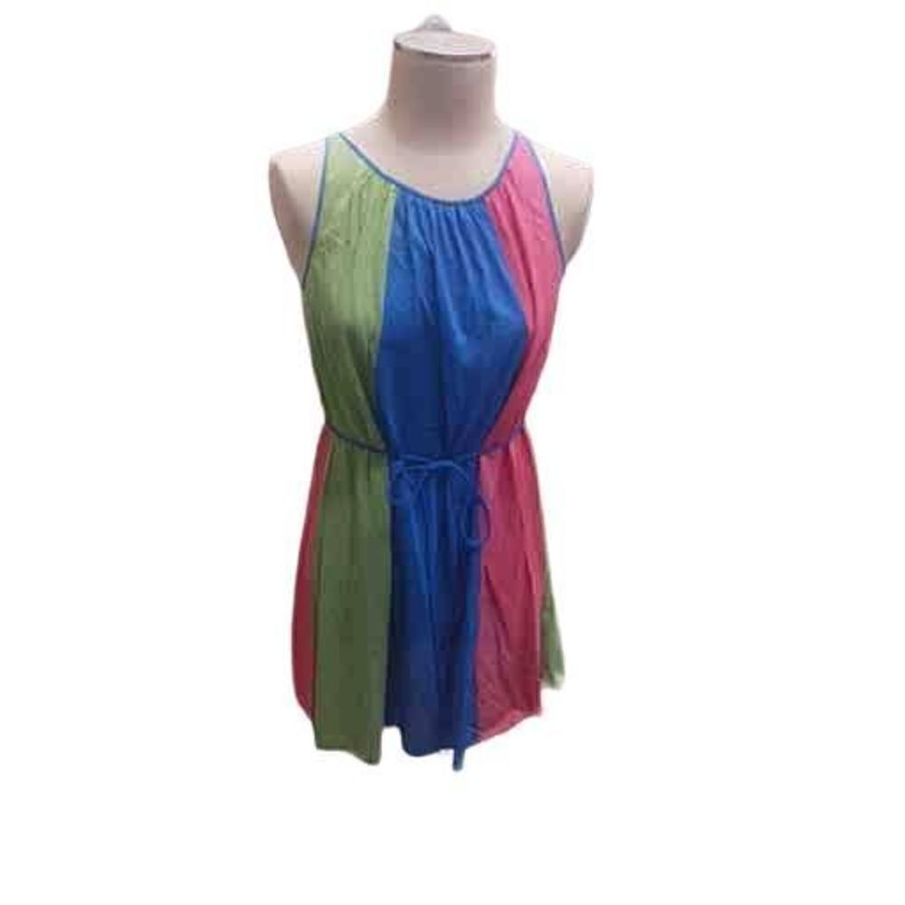 Vintage 60s negligee rainbow could be worn as dress with original belt